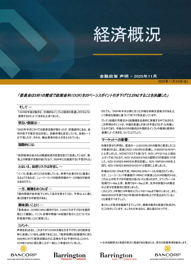 市況レポート 2025年11月26日